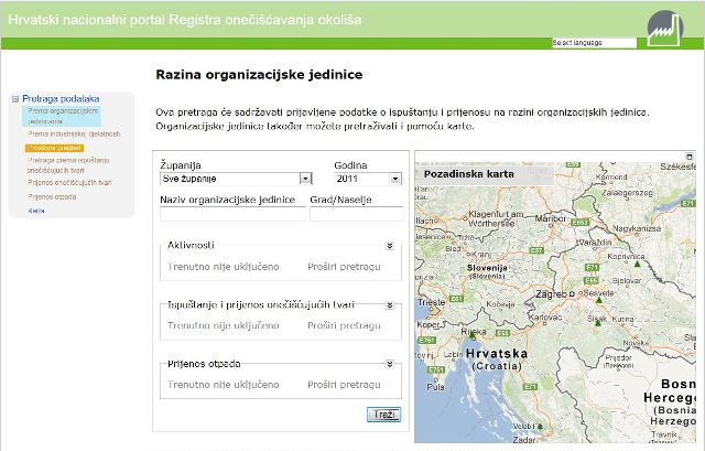 Hrvatski nacionalni portal Registra onečišćavanja okoliša Hrvatski nacionalni portal Registra onečišćavanja okoliša