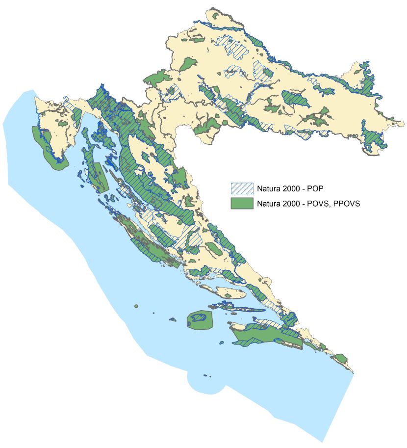 Karta područja ekološke mreže prema Uredba o EM i nadležnostima JU za upravljanje područjima EM (NN 80/19, 119/23)