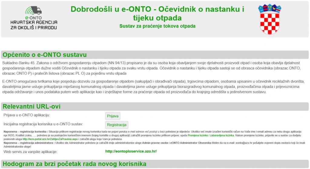 Elektronički očevidnik o nastanku i tijeku otpada (e-ONTO)