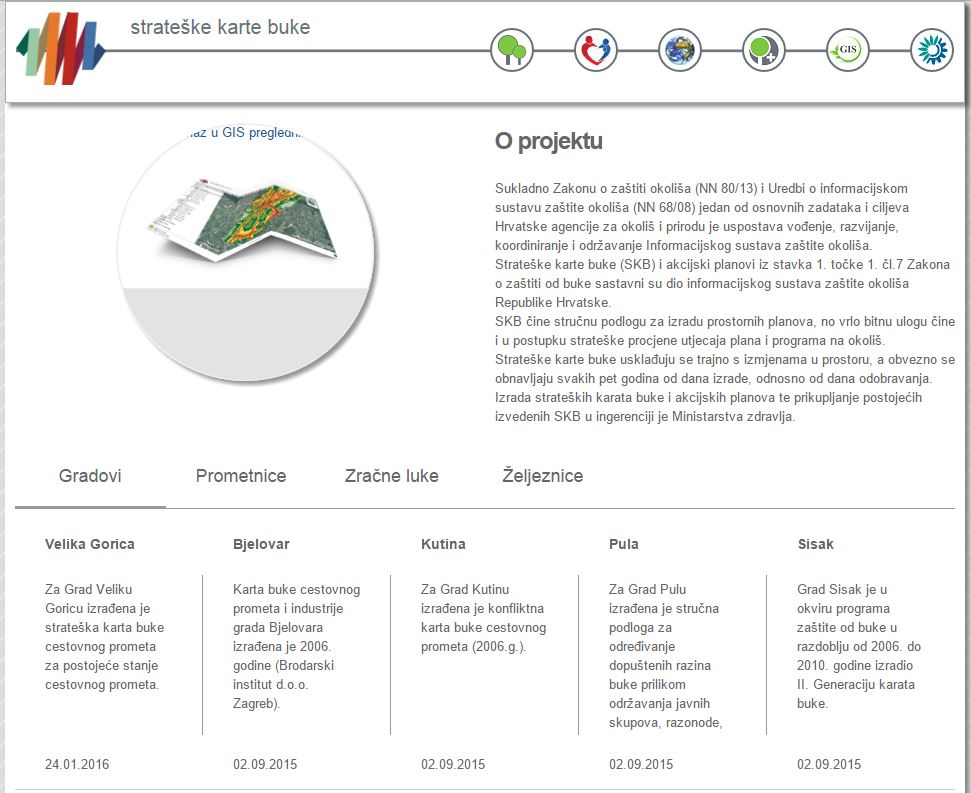 Web portal za pristup informacijskom sustavu strateških karata buke i akcijskih planova