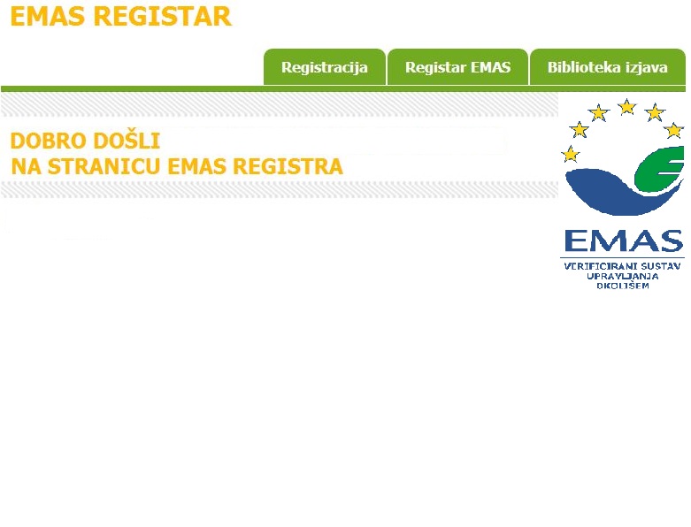 Registar sustava EMAS - Interni sustav